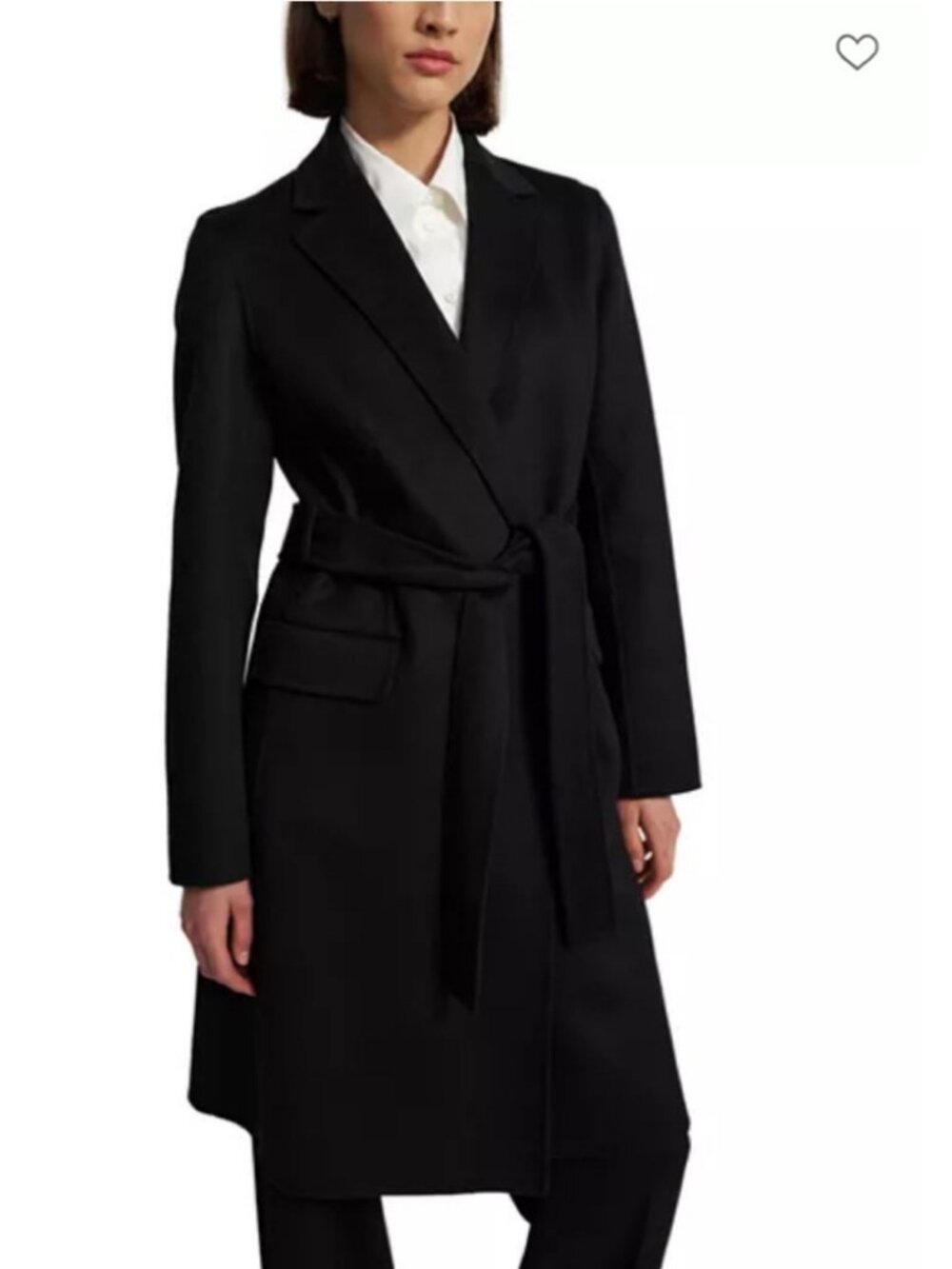 Theory Black Wool Cashmere Coat Size S Long Belted